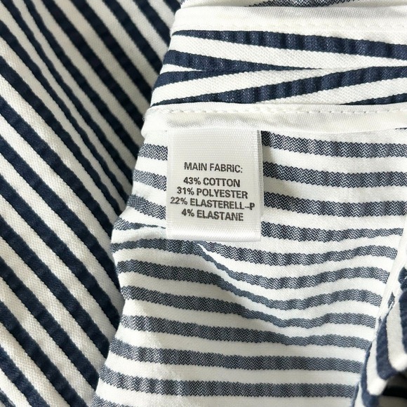 St. John Zip Up Lightweight Blazer Jacket in Navy White Stripe Size Medium - Picture 8 of 8